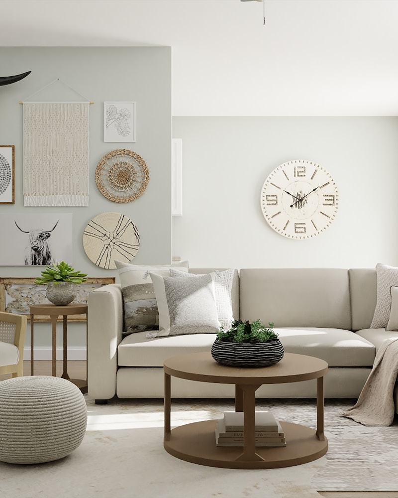 Salon scandinave avec canapé beige